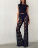 Women's Summer Casual Slim Fit Printed Lace High Waist Flare Pants New_ecoleips.com