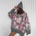 Whimsical Rabbit Jacquard Sweater – Oversized Color-Block Knit Pullover For Women (Autumn/Winter Collection)_ecoleips.com