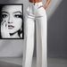 Women's High-Waisted Pleated Wide-Leg Pants – Comfortable Office & Casual Trousers, Stretch Polyester, Straight Fit_ecoleips.com