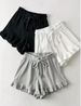 Women's Versatile Casual Lace Waffle Shorts Trendy Ruffled Trim Elastic Waist Summer Sports Pants Hot Pants_ecoleips.com