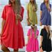 Women's Loose Solid Color Casual Dress Short Sleeve Pure Cotton Lapel American Style Thin Summer Fashion Dress_ecoleips.com