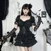 Dark Gothic Subculture Strappy Girl Shirt Sexy Hot Versatile Top for Women New Arrivals_ecoleips.com