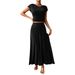 DiYun European And American 2024 Spring/Summer Women's Elegant Slim-Fit Solid Color Short-Sleeve_ecoleips.com