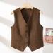 Aria Basics Shanli Dadi Autumn/Winter British Retro Style Equestrian Vest For Women, New Versatile Fashionable Coffee Color Popular_ecoleips.com