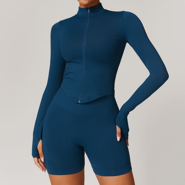 Women's Clothing Stand Collar Zipper Long Sleeve Yoga Jacket Women Tight Quick Drying Yoga Clothes Outdoor Fitness Sports Tops_ecoleips.com