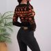 Halloween-Ready Knit Sweater – Geometric Jacquard Pullover (S-XXL, Slim Fit, Short-Length, Long Sleeves, Blood Orange, Streetwear & Office Hybrid)_ecoleips.com