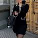 Women's Clothing Long Sleeved Lapel Button Wood Ear Edge Knitted Dress_ecoleips.com