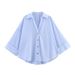 Fashion Wide Sleeve Poplin Casual Long Sleeve Shirt for Women European And American Style Trendy Clothing_ecoleips.com