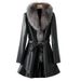 Elegant Long Shearling Leather Coat With Silver Fox Fur Collar – Slim Fit Belted Trench Coat For Women (S-XXL)_ecoleips.com