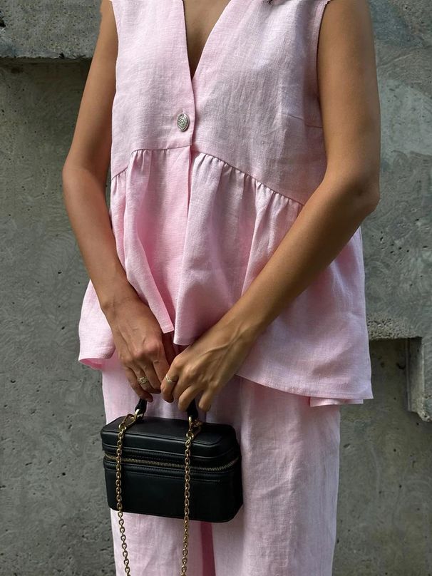 2025 Cotton V-neck Sleeveless Top Vest Long Pants For Women New Solid Color Elegant Commuter Two-piece Set_ecoleips.com
