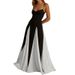 Voya Women's Elegant And Casual Low Neck Contrasting Patchwork Camisole Dress With Multiple Colors To Choose From_ecoleips.com