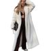 Winter Thick Plus Size Faux Rabbit Fur Coat, Loose Fit, Extended To Ankle, Fur Collar Women's Suits_ecoleips.com