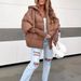 Women's Casual Hooded Down Jacket Short Cotton Thick Winter Coat With Two Straps Large Eyelets_ecoleips.com