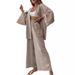 Breathable Cotton Linen Lounge Set - Long Sleeve Button-Up Top With Wide-Leg Pants, Relaxed Two-Piece Outfit For Women_ecoleips.com