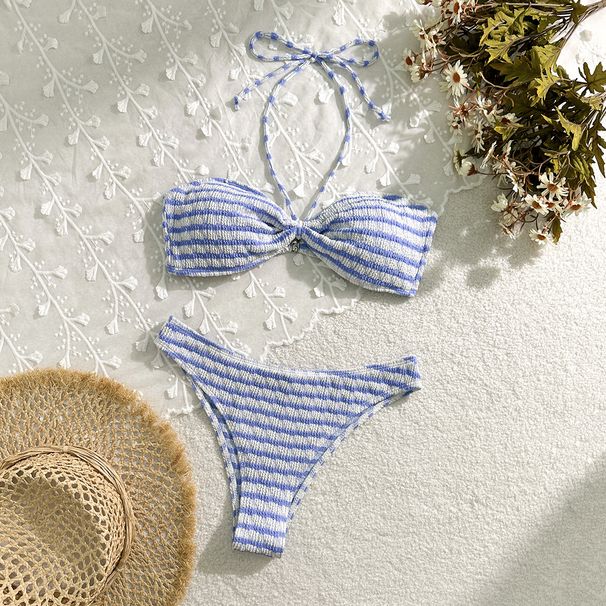 Women's Clothing Bikini Split Striped Print Swimsuit Female Sexy Beach Vacation Swimsuit Spot_ecoleips.com