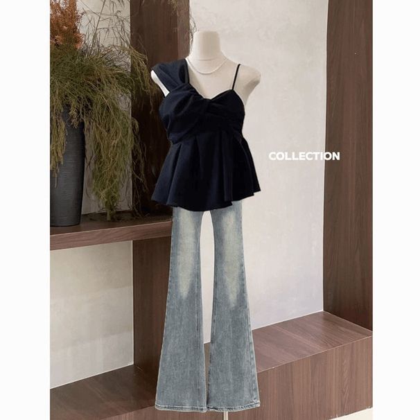 Summer Salt Style Mature Outfit For Women 2025 New High-End Slimming Top And Jeans Two-Piece Set_ecoleips.com