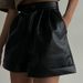 Aria Basics Aria Basics PU Leather European And American Style Cross-border Women's Clothing 2025 Summer New Loose A-line Wide-leg Zipper Shorts_ecoleips.com