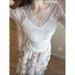 Boho Floral Print Mesh Tiered Skirt Set With Lace Trim & Beaded Knit Top Summer Cottagecore Outfit_ecoleips.com