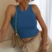 Women's Clothing Knitted Vest Solid Color Slim Fitting Threaded Inner Top Short Y2K Vest_ecoleips.com
