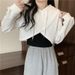European And American Style Short Sweatshirt Vest Two-Piece Set For Women Korean Version Loose Slimming Thin Small_ecoleips.com