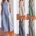 Women's Plus Size Slim Fit Dress Style Striped Round Neck Sleeveless_ecoleips.com