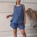 Women's Clothing 2 Piece Set Large Size Cotton And Linen Shirt Set High Waist Loose Shorts_ecoleips.com