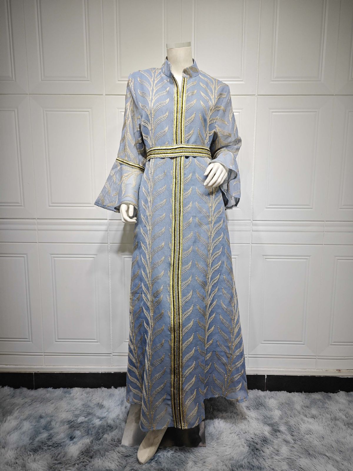 Women's Clothing Embroidery Trumpet Sleeve Pullover Elegant Long Skirt_ecoleips.com