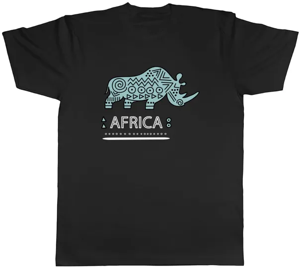 Women's T-Shirts Africa Mens T-Shirt African Pattern Rhino Unisex Tee Gift_ecoleips.com