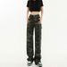 Women's Camouflage Cargo Pants 2026 Spring/Summer New Popular High-Waisted American Style Straight Narrow Wide-Leg Jeans_ecoleips.com