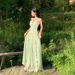 French Vacation Style Mint Green Floral Camisole Dress For Women With Summer Ruffled Edges And Waist Cinching Design,_ecoleips.com