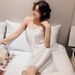 New Thin Sexy Ice Silk Suspender Nightdress Simulation Silk Bottoming Skirt Silk Sleeveless Dress_ecoleips.com