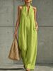 Women's Clothing Women's Sleeveless Cotton Linen Jumpsuit Simple Elegant Casual Spring Summer Fashion For Formal & Casual_ecoleips.com