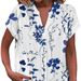 plus Size Women's Floral Button down Shirt Short Sleeve V Neck Casual Comfort Independent Website Exclusive 2025_ecoleips.com