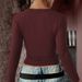 Voya Women's Retro Spicy Girl Wine Red V-neck Elastic Tight Fitting Top For Spring And Summer Long Sleeves, Slim Fit, Base Layer, And Layering_ecoleips.com
