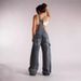 Aria Basics European And American Women's Fashion Cross-border Zipper Denim Overalls Autumn Style Loose Casual Pocket Pants YX70056_ecoleips.com