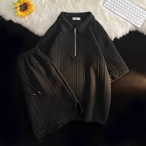 Women's Clothing Waffle Shirt Short Sleeved T Shirt Shorts Set Trendy Loose Clothes Trendy Tops And Pants Suits_ecoleips.com