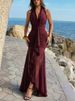 Summer Sexy Backless Hight Waist Long Dress Women Fashion Draped Slim Long Dress Elegant Halter Sleeveless Solid Irregular Dress_ecoleips.com
