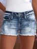 Women's Clothing Ripped Denim Shorts Elastic Slim Fit Versatile Jeans Embroidered Denim Shorts_ecoleips.com