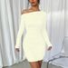 Cross-border Foreign Trade Ins European And American Solid Color Slim-fit 2025 Autumn New One-shoulder Long-sleeve_ecoleips.com