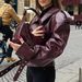 Aria Basics European And American Cross-Border In-Stock Autumn Winter Women's Leather Personality Street PU Turn-Down Collar_ecoleips.com