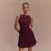 2026 New Elegant Solid-Color Pullover Button-Front Sleeveless Dress Women's Casual Pleated Dress_ecoleips.com