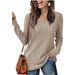 Autumn/Winter Solid Color Knit Sweater With V-Neck And Long Sleeves For Women_ecoleips.com
