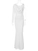 Hugcitar Fall Elegant Long Sleeve Draped Lace Up Sexy Slim Reversible Maxi Dress Women Fashion Wedding Party Festival_ecoleips.com