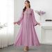 Luxury Embroidered Jalabiya Dress – Heavy Sequined Kaftan With Belt For Elegant Middle Eastern Occasions (Pink/Green, M-XL)_ecoleips.com