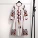 Bohemian Retro Ethnic For Women, Vacation Cotton Linen Embroidered National Style Tie Loose Long Dress_ecoleips.com