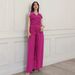 Women's 2 Piece Solid Color Sleeveless Belted Top And Trousers Set – Casual Spring Summer Outfit 2026_ecoleips.com
