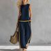 Women's Trendy Color-Block Wide-Leg Pants Set Sleeveless Casual Summer Outfit S-5XL 6 Colors_ecoleips.com