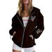 Women's Clothing Fashion Printed Hooded Zip Up Cardigan Loose Casual Long Sleeved Boyfriend Style Jacket Women's Outerwear Print_ecoleips.com