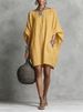 Women's Spring/Summer Casual Fashion Faux Cotton Linen Batwing Dress Thin Thickened Regular Size for Ages 16-45_ecoleips.com
