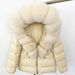 New Foreign Trade Hot Style Short Women's Real Fox Fur Collar Down Jacket Thickened Slim Waist Fur Down Jacket_ecoleips.com